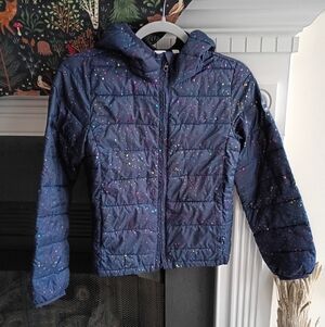 Gap Kids L Navy/Rainbow Glitter Puffer Jacket
